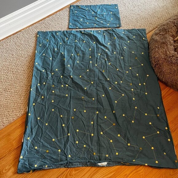 Crib Toddler Bed Duvet Cover and Pillow Case Blue Space Astronauts Stars - Picture 4 of 7